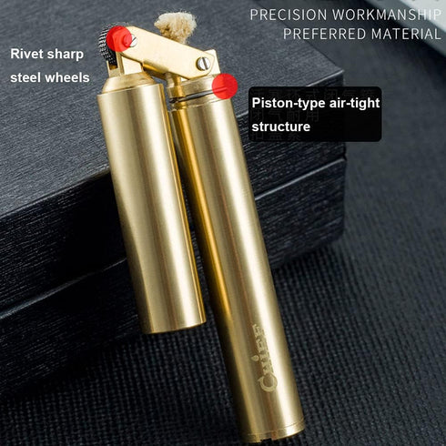 Vintage Trench Lighter - Cool Copper Windproof Brass Lighter for Men, Dad, Husband (Fuel Not Included), Gold