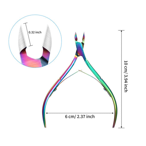 Mudder 3 Packs Stainless Steel Cuticle Nippers Cutter Tool for Nail Care, Pointed Blade Scissors (Rainbow)