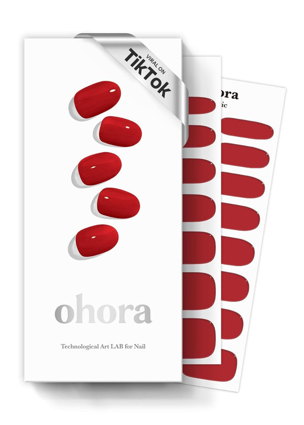 ohora Semi Cured Gel Nail Strips (N Addict) - Salon-Quality, Long Lasting, Easy to Apply & Remove, Includes Prep Pads