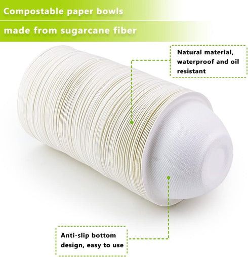 100 Pack Heavy Duty 8oz Paper Bowls, Compostable Disposable Soup Bowls for Hot Food, Ice Cream, Salad, Snacks, Dessert