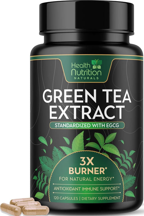 Green Tea Extract Pills, 98% Standardized EGCG 1300mg for Heart & Antioxidant Health, 120 Capsules