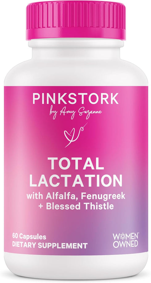 Pink Stork Total Lactation Supplement for Breast Milk Supply, Organic Fenugreek and Alfalfa, 60 Capsules