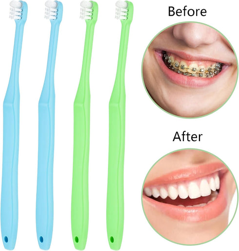 End Tuft Toothbrush, 4PCS Nylon Soft Bristle Tiny Tooth Brush for Hard to Reach Areas Dental Cleaning for Adults