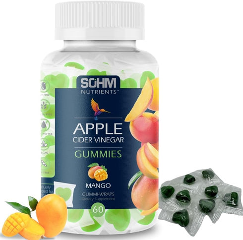 SOHM Apple Cider Vinegar Gummy 500 mg - 60 Count Individually Wrapped