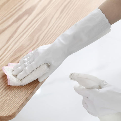 Bamllum Rubber Cleaning Gloves - 3 Pairs Latex Free Kitchen Gloves with Cotton Liner, Non-Slip Waterproof (Medium)