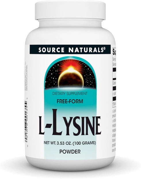 Source Naturals L-Lysine Free Form Powder, 100 Grams for Energy & Collagen Support