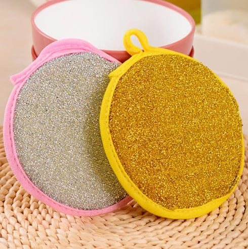 4 pcs Multi-Purpose Kitchen Double Side Round Dishwashing Sponge Scrubber Cleaning Tool