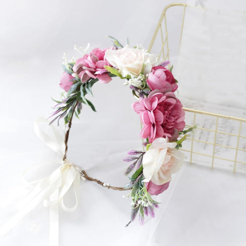 Vivivalue Women Flower Crown, Girl Flower Headband, Floral Headpiece Halo for Wedding Party Photos