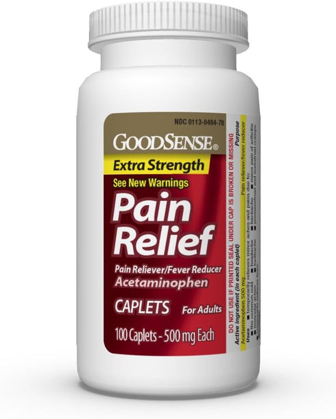 GoodSense Extra Strength Pain Relief, Acetaminophen Caplets, 500 mg, 100 Count