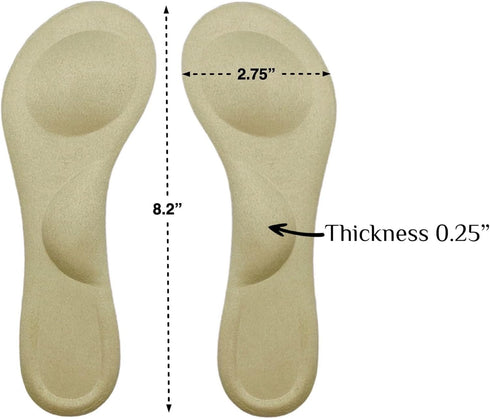 CB 4 Pairs of Suede Sponge Inserts, Invisible Slim Insoles Liners, Ball of Foot Pain Relief Cushion, 3/4 Length for