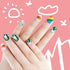 Laza 120pcs Children Nails Press On Pre-glue Full Cover Nail Tips Kit, Colorful Rainbow Short Artificial Nails