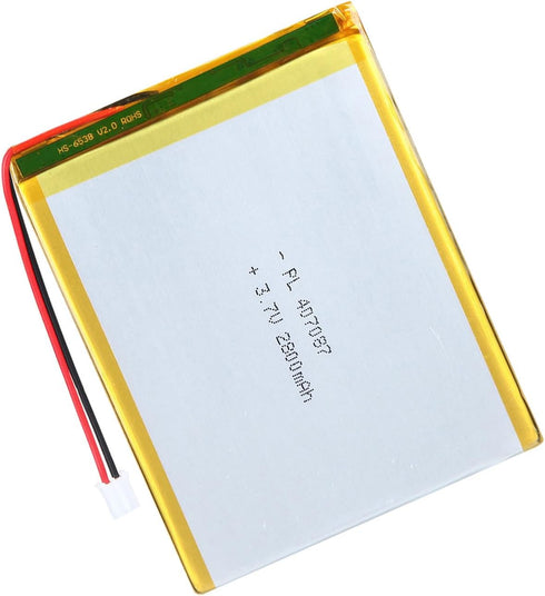407087 3.7V Lipo Battery 2800mAh Rechargeable Lithium Polymer Pack with JST PH2.0mm Connector for Electronics