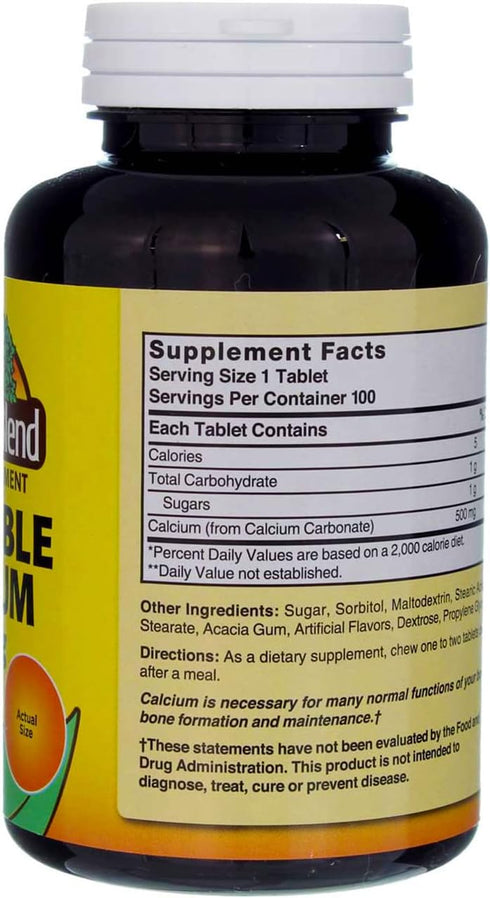Nature's Blend Calcium Chewable 500 mg, Bavarian Cream, 100 Tabs