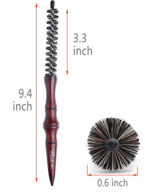 PERFEHAIR Mini Boar Bristle Round Brush, 0.6 Inch Diameter for Short Hair Blow Drying