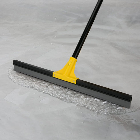 Floor Squeegee for Concrete and Tile Cleaning - 24'' Heavy Duty Rubber Scraper with 60'' Long Handle