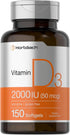 Horbaach Vitamin D3 2000IU Softgels (50mcg) | 150 Count | Non-GMO, Gluten Free Supplement