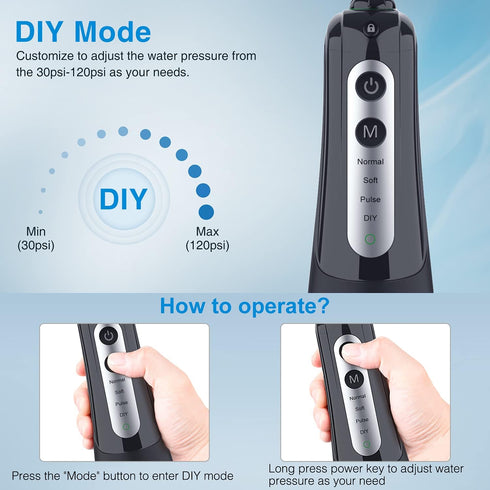 Cordless Water Dental Flosser Teeth Cleaner, INSMART 300ML Tank USB Rechargeable Oral Irrigator for Home & Travel, Blue