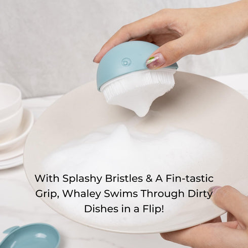 Whale Dish Brush Cute Whale Scrub Brush for Dishes & Veggies, Palm Cleaning Brush, Funny Kitchen Gadget, Sink