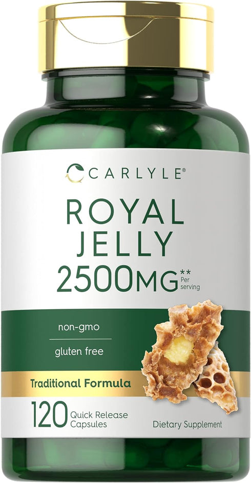 Carlyle Royal Jelly Capsule, 2500mg, 120 Count, Non-GMO and Gluten Free Formula
