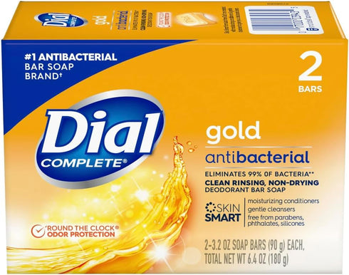 Dial Gold Antibacterial Deodorant Soap, 2 Pack, Total Net Weight 6.4 oz