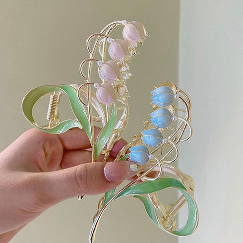 Lily of The Valley Flower Hair Clips, Orchid Hair Clamps, Metal Hairpin for Thick Thin Hair Styling Accessories