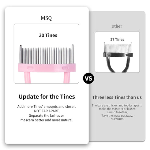 MSQ Eyelash Comb Separator with Brush and Cover, Arc Designed Cosmetic Tool (1PCS)