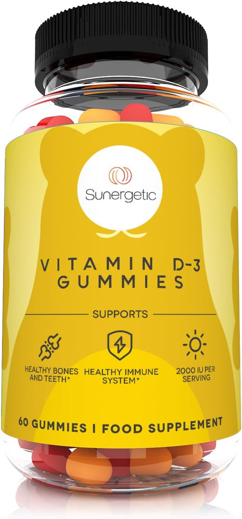 Premium Vitamin D3 Gummies - Powerful Vitamin D Gummies to Support Healthy Bones, Mood & Immune System, 2000 IU of