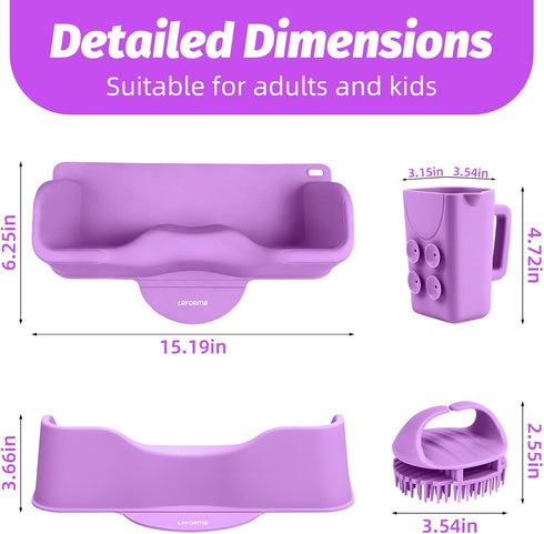 Hair Washing Station for Kids, Portable Hair Washing Basin for Sink or Bathtub, Silicone Shampoo Bowl with Rinse Cup