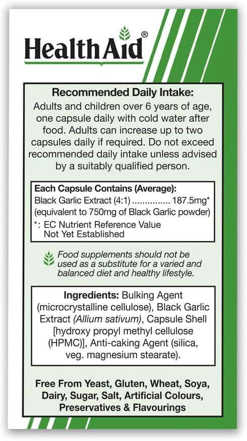 HealthAid 30 750 Black Garlic Vegicaps mg