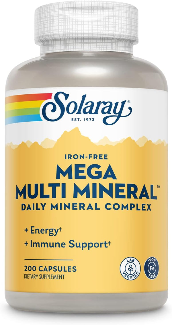 Mega Multi Mineral No Iron Vitamin Capsules by Solaray - 200 Capsules