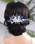 Kercisbeauty Flower Hair Comb for Women and Girls, Wedding Bridal Crystal Hair Piece in Blue