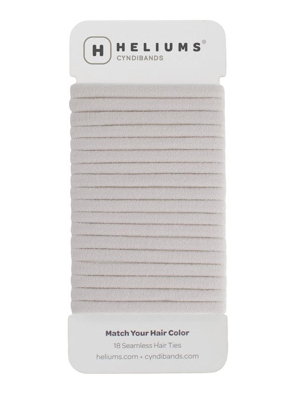 Heliums Thin Seamless Hair Ties, Ash Blonde, 6mm Nylon No Damage Ponytail Holders, 18 Pack
