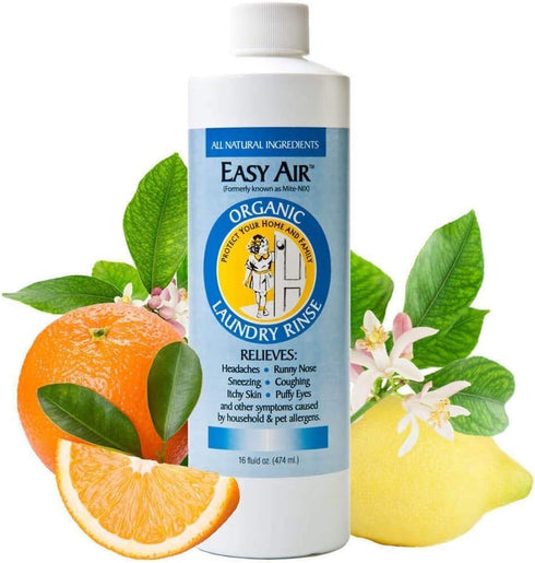 Easy Air Organic Allergy Relief Laundry Rinse, 16 Fl Oz, Hypoallergenic & Fragrance Free for Babies & Pets