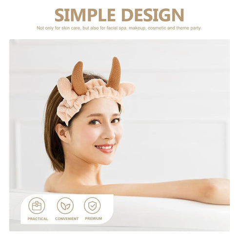FRCOLOR Animal Spa Headband | 2Pcs Cow Headband | Soft Plush Hairband for Makeup, Face Wash, Cosmetic Shower