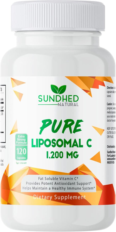 Pure Liposomal Vitamin C - 1200mg Immune System & Collagen Health Booster, 120 Capsules