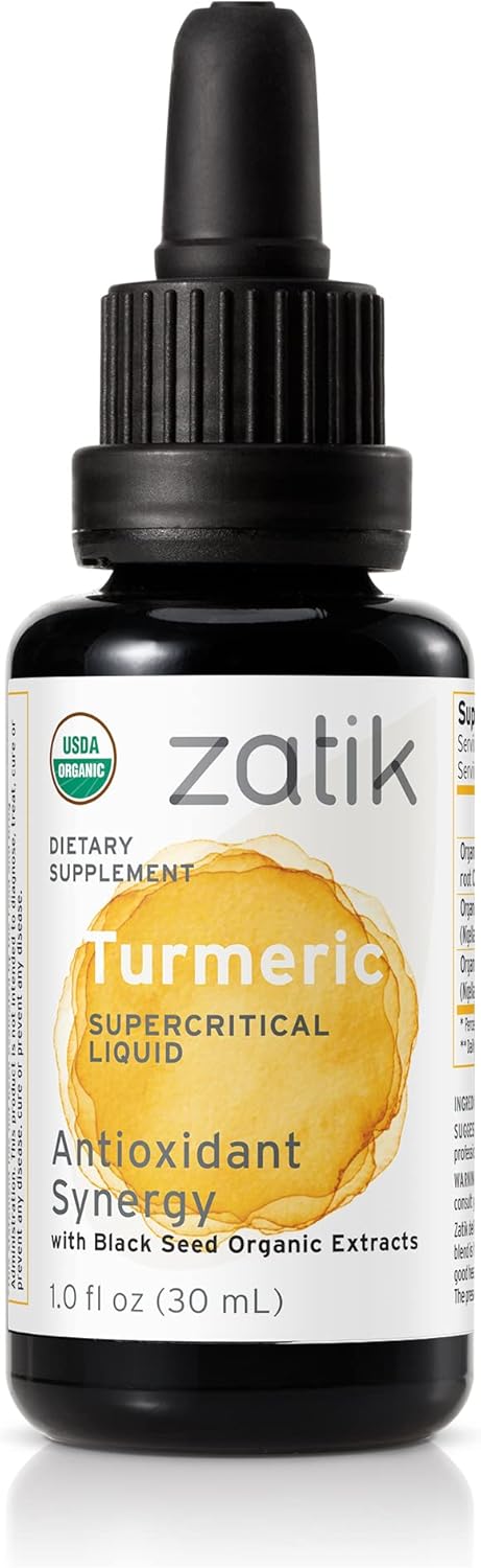 Zatik Naturals Turmeric Supercritical Liquid Synergy with Black Seed, 1.0 fl oz, Organic, Vegan