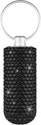 Bling Pill Case, Portable Waterproof Rhinestone Pill Box with Keychain for Travel, Outdoor, Camping, Black Pill Holder