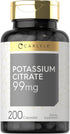 Carlyle Potassium Citrate 99mg | 200 Capsules | Gluten Free, Non-GMO Supplement
