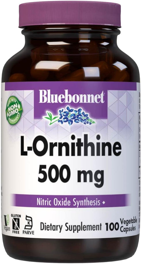 Bluebonnet Nutrition L-Ornithine 500mg, Vegan, 100 Vegetable Capsules for Healthy Protein Metabolism