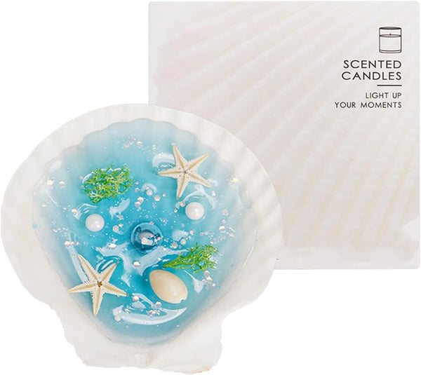 T-shin Ocean Shell Scented Candle,130G Handmade Starfish Whelk Soy Wax Gel Wax Aroma