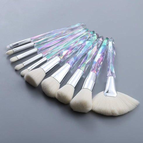 Kingtree Crystal Makeup Brush Set, 10PCS Sparkling Premium Makeup Brushes Professional Synthetic Bristles Foundation Blush Concealer Eyeshadow Makeup Brush for Women Girls