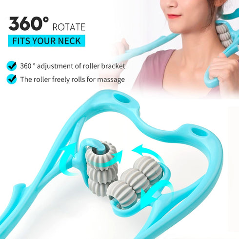 Neck Massager Roller, Handheld Massager with 6 Balls for Neck Pain Relief and Deep Tissue Massage