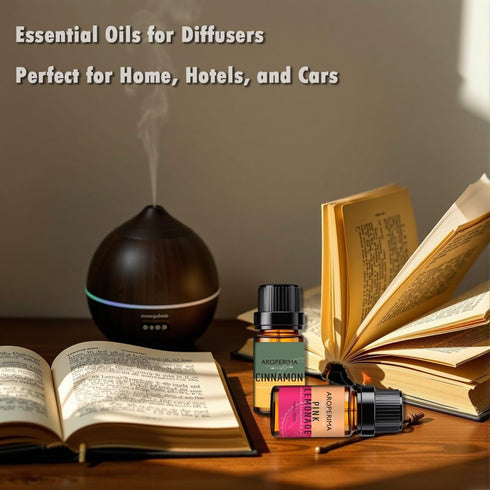 Set 6 6x10ml Spice Essential Oils - Sweet & Warm Scents for Diffuser, Candle & Soap Making (Gingerbread, Pink Lemonade