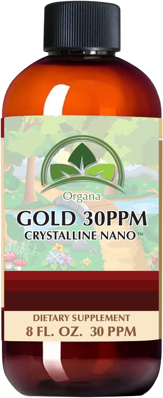 Organa Pure Crystalline Liquid Gold Supplement - 30 PPM Colloidal Minerals, 8 Ounce