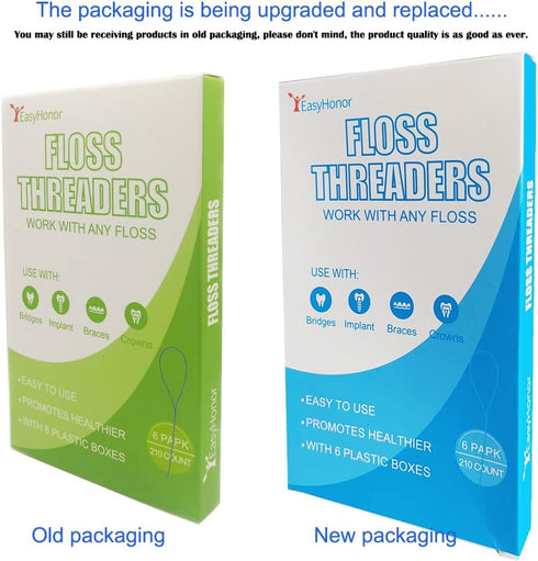 Dental Floss Threaders EasyHonor for Braces, Bridges, and Implants, 210 Count (Pack of 6)
