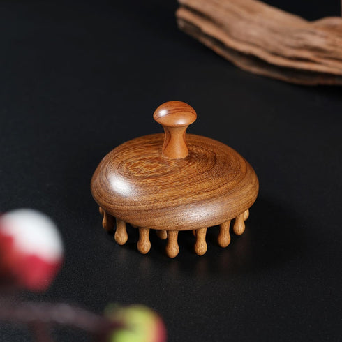 iunxkmi Wooden Scalp Massage Comb - Sandalwood Head Massager Tool, Gua Sha Brush for Women Men Hair Growth Body Massage