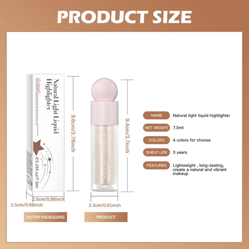 Erinde Liquid Highlighter Makeup Stick, Natural Glossy Finish, Lightweight Blendable Cream Illuminator (01# MOONLIGHT)