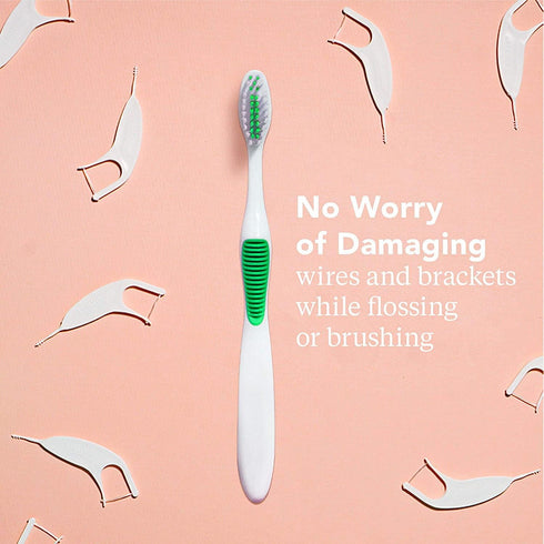 Platypus Orthodontic Toothbrush for Braces, Soft Bristle for Adults & Kids, Angled Bristles for Better Access, 1 Count