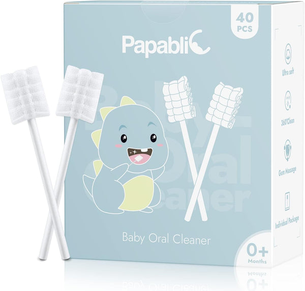 Papablic Baby Tongue Cleaner, Disposable Infant Mouth Cleaner for Newborns, Upgrade Gum Cleaner (40 Pack)
