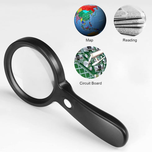 Magnifying Glass with Light, 10X Handheld Large Magnifier with 12 LED Illuminated Light for Reading, Inspection, Jewelry
